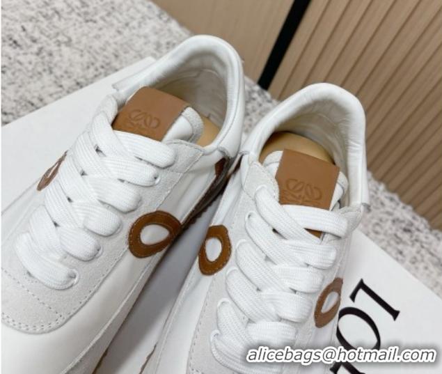 Loewe Flow Runner Sneakers in Nylon and Suede White 0226034