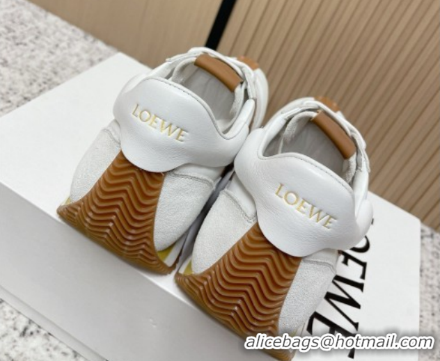 Loewe Flow Runner Sneakers in Nylon and Suede White 0226034