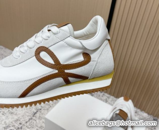 Loewe Flow Runner Sneakers in Nylon and Suede White 0226034
