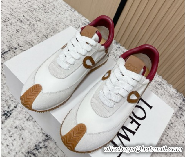 Shop Duplicate Loewe Flow Runner Sneakers in Nylon and Suede White 0226035