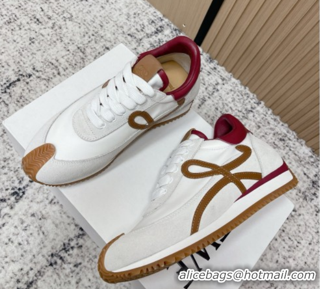 Shop Duplicate Loewe Flow Runner Sneakers in Nylon and Suede White 0226035
