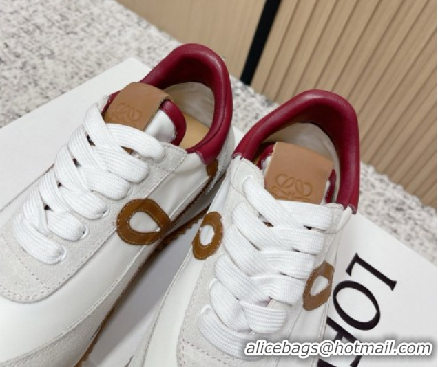 Shop Duplicate Loewe Flow Runner Sneakers in Nylon and Suede White 0226035
