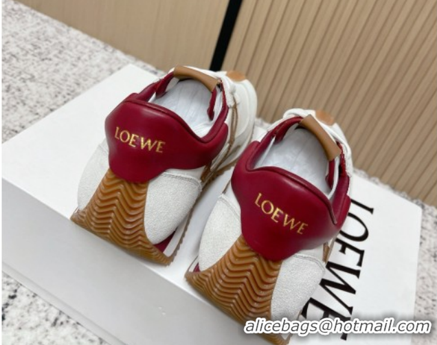 Shop Duplicate Loewe Flow Runner Sneakers in Nylon and Suede White 0226035