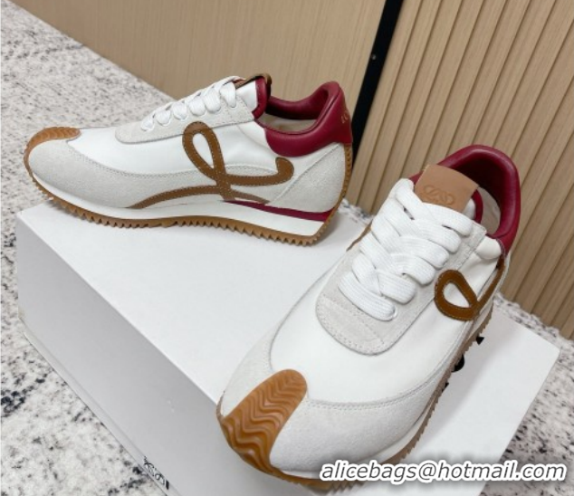 Shop Duplicate Loewe Flow Runner Sneakers in Nylon and Suede White 0226035