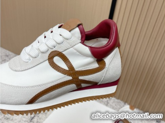 Shop Duplicate Loewe Flow Runner Sneakers in Nylon and Suede White 0226035