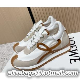 Popular Style Loewe Flow Runner Sneakers in Nylon and Suede White/Grey 0226036
