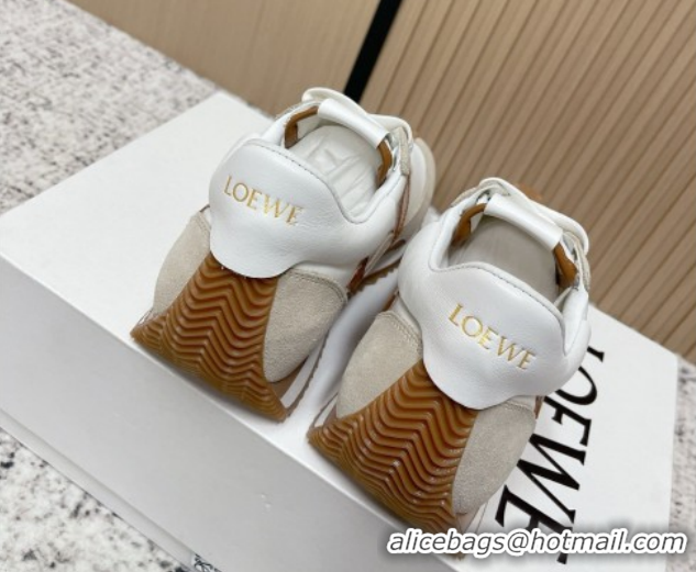 Popular Style Loewe Flow Runner Sneakers in Nylon and Suede White/Grey 0226036
