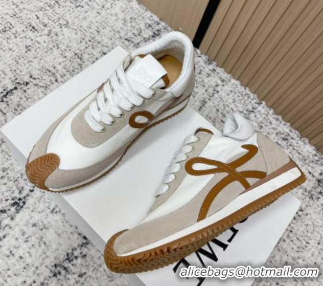 Popular Style Loewe Flow Runner Sneakers in Nylon and Suede White/Grey 0226036