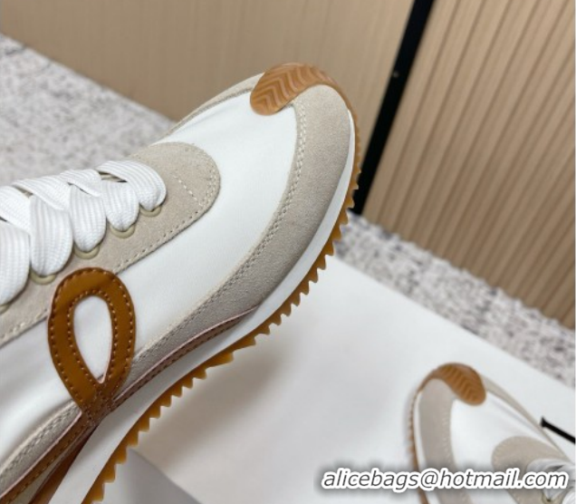 Popular Style Loewe Flow Runner Sneakers in Nylon and Suede White/Grey 0226036