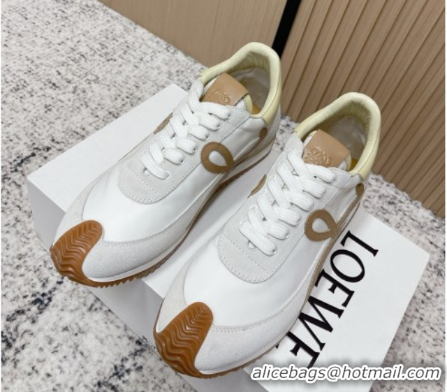 Most Popular Loewe Flow Runner Sneakers in Nylon and Suede White 0226037