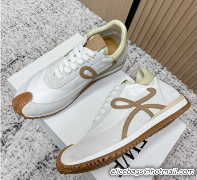 Most Popular Loewe Flow Runner Sneakers in Nylon and Suede White 0226037