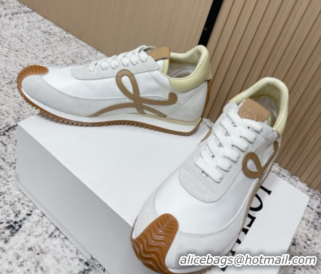 Most Popular Loewe Flow Runner Sneakers in Nylon and Suede White 0226037