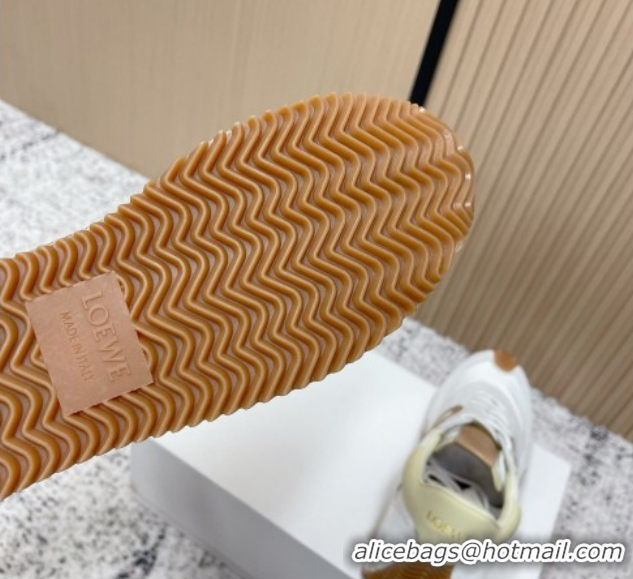 Most Popular Loewe Flow Runner Sneakers in Nylon and Suede White 0226037