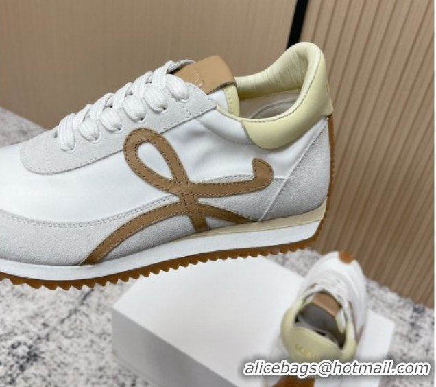 Most Popular Loewe Flow Runner Sneakers in Nylon and Suede White 0226037