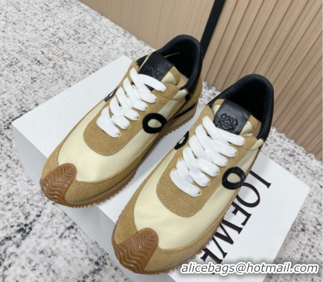 Grade Loewe Flow Runner Sneakers in Nylon and Suede Apricot 2026 0226038