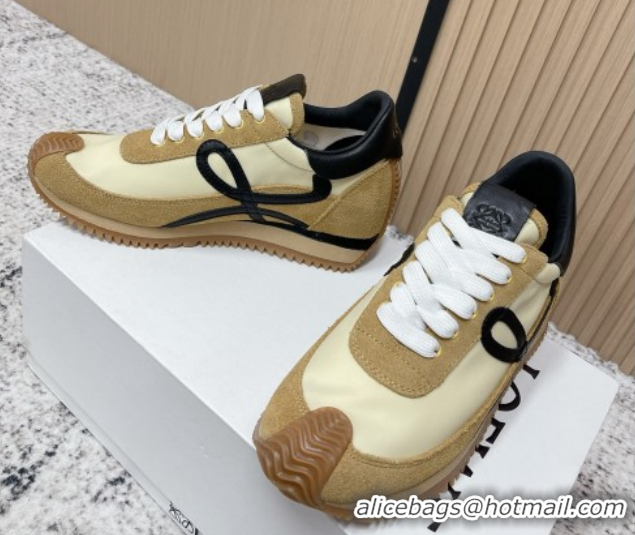 Grade Loewe Flow Runner Sneakers in Nylon and Suede Apricot 2026 0226038