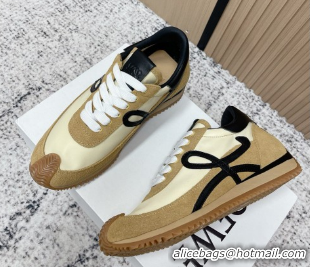 Grade Loewe Flow Runner Sneakers in Nylon and Suede Apricot 2026 0226038