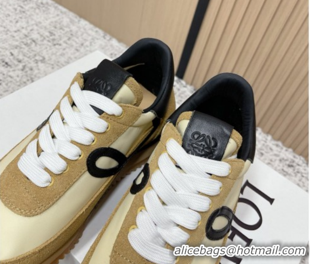 Grade Loewe Flow Runner Sneakers in Nylon and Suede Apricot 2026 0226038