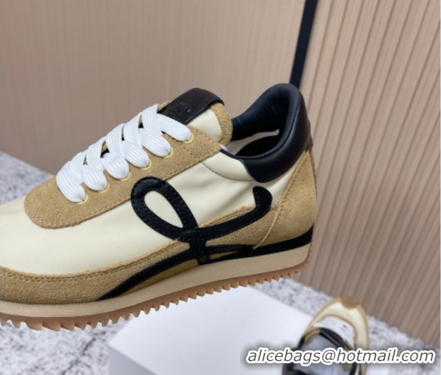 Grade Loewe Flow Runner Sneakers in Nylon and Suede Apricot 2026 0226038