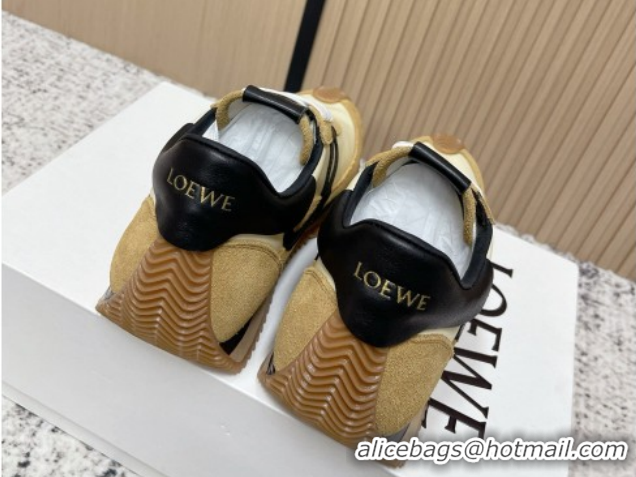 Grade Loewe Flow Runner Sneakers in Nylon and Suede Apricot 2026 0226038