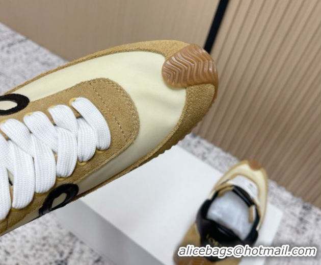 Grade Loewe Flow Runner Sneakers in Nylon and Suede Apricot 2026 0226038