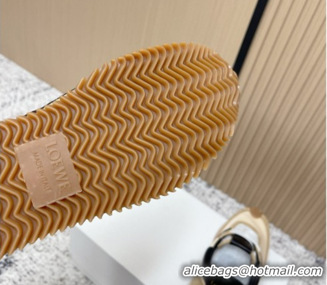 Luxury Cheap Loewe Flow Runner Sneakers in Nylon and Suede Beige 0226039