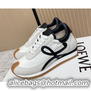 Best Product Loewe Flow Runner Sneakers in Nylon and Suede White/Black 0226040