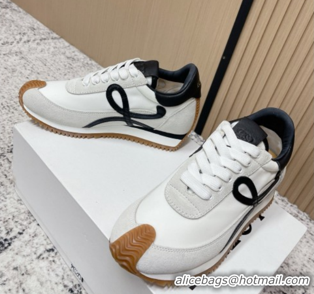Best Product Loewe Flow Runner Sneakers in Nylon and Suede White/Black 0226040