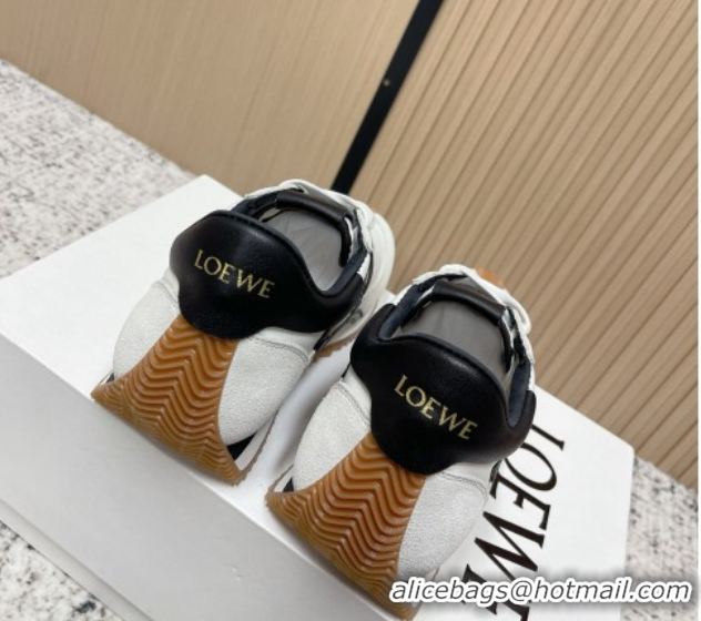 Best Product Loewe Flow Runner Sneakers in Nylon and Suede White/Black 0226040