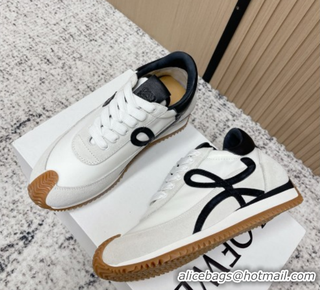 Best Product Loewe Flow Runner Sneakers in Nylon and Suede White/Black 0226040