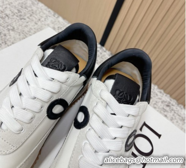 Best Product Loewe Flow Runner Sneakers in Nylon and Suede White/Black 0226040