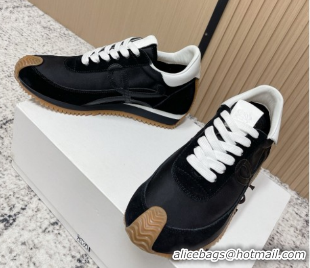 Sophisticated Loewe Flow Runner Sneakers in Nylon and Suede Black 0226041