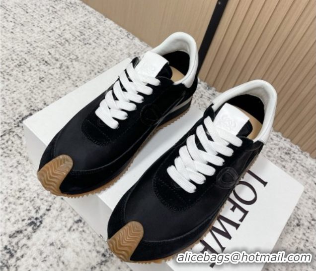 Sophisticated Loewe Flow Runner Sneakers in Nylon and Suede Black 0226041