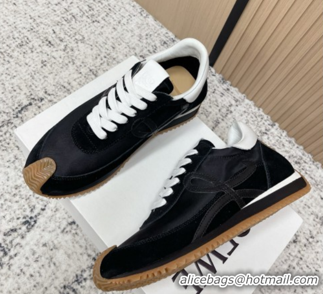 Sophisticated Loewe Flow Runner Sneakers in Nylon and Suede Black 0226041