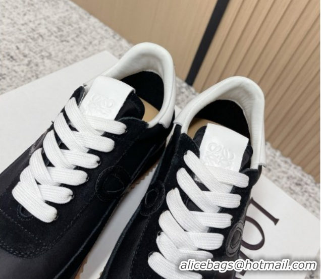 Sophisticated Loewe Flow Runner Sneakers in Nylon and Suede Black 0226041