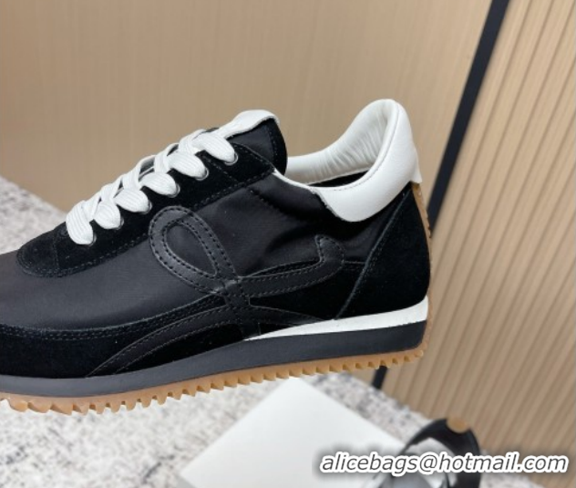 Sophisticated Loewe Flow Runner Sneakers in Nylon and Suede Black 0226041