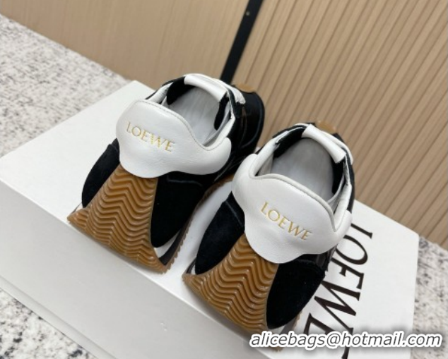 Sophisticated Loewe Flow Runner Sneakers in Nylon and Suede Black 0226041