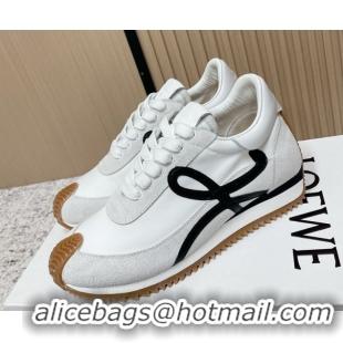 Sumptuous Loewe Flow Runner Sneakers in Nylon and Suede White 0226042