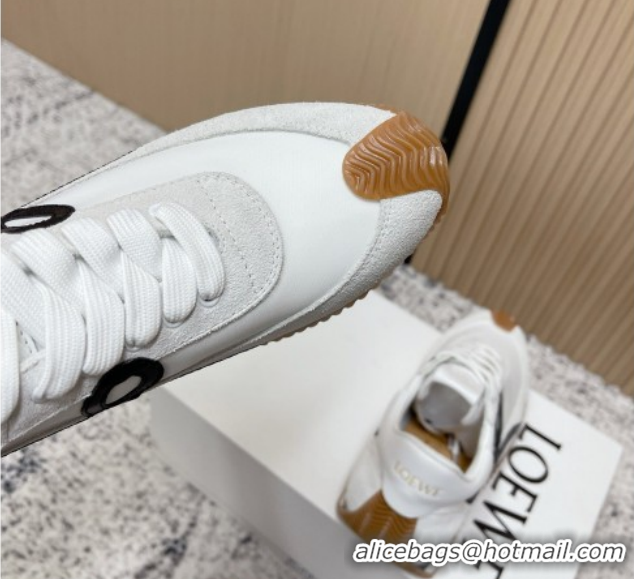 Sumptuous Loewe Flow Runner Sneakers in Nylon and Suede White 0226042