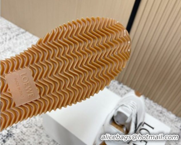 Sumptuous Loewe Flow Runner Sneakers in Nylon and Suede White 0226042