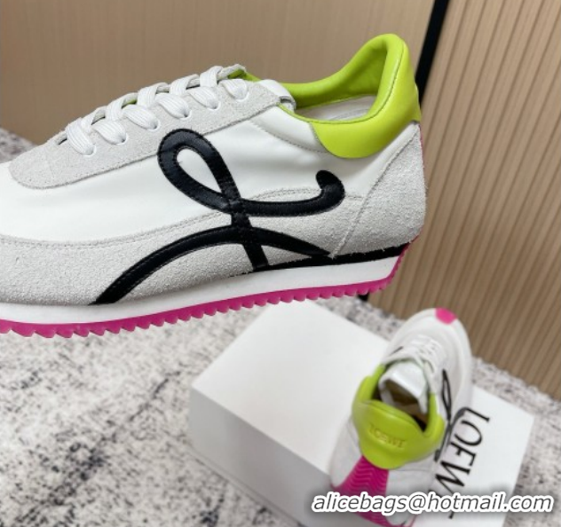Best Price Loewe Flow Runner Sneakers in Nylon and Suede White 2026 0226043
