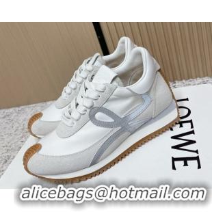 Good Quality Loewe Flow Runner Sneakers in Nylon and Suede White/Grey 0226044