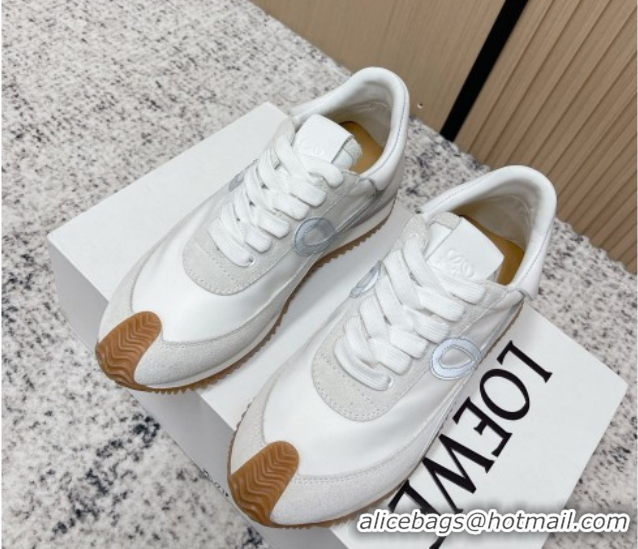 Good Quality Loewe Flow Runner Sneakers in Nylon and Suede White/Grey 0226044