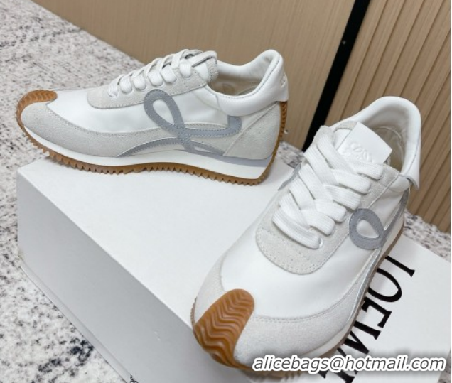 Good Quality Loewe Flow Runner Sneakers in Nylon and Suede White/Grey 0226044