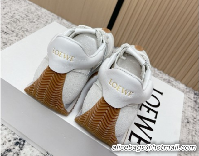 Good Quality Loewe Flow Runner Sneakers in Nylon and Suede White/Grey 0226044