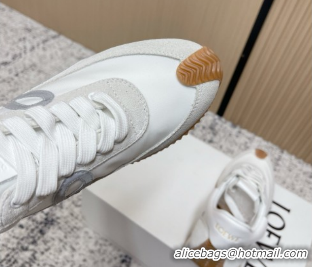 Good Quality Loewe Flow Runner Sneakers in Nylon and Suede White/Grey 0226044