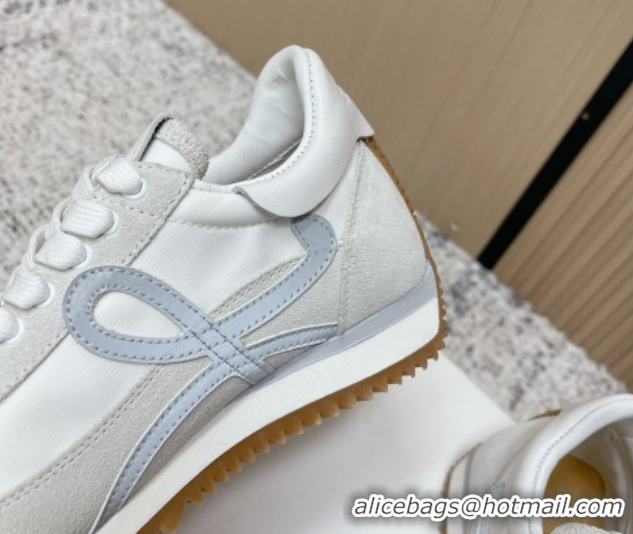 Good Quality Loewe Flow Runner Sneakers in Nylon and Suede White/Grey 0226044