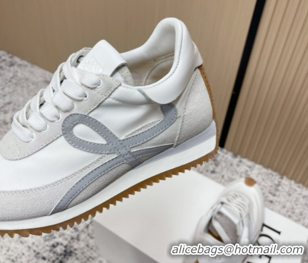 Good Quality Loewe Flow Runner Sneakers in Nylon and Suede White/Grey 0226044