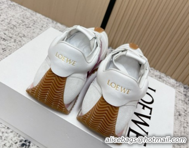 Perfect Loewe Flow Runner Sneakers in Nylon and Suede White/Purple 0226045