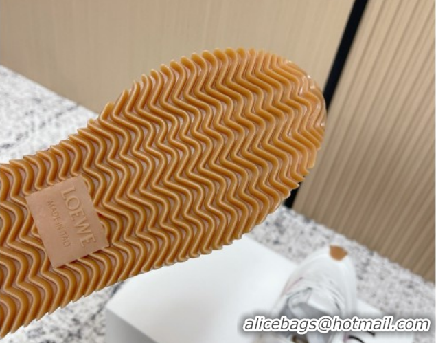 Perfect Loewe Flow Runner Sneakers in Nylon and Suede White/Purple 0226045